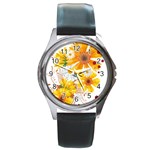 yellow_flower Round Metal Watch