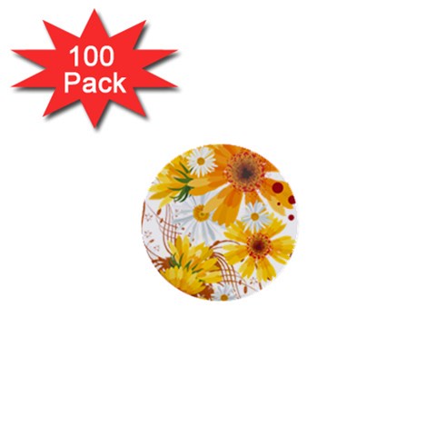 yellow_flower 1  Mini Button (100 pack)  from ArtsNow.com Front