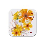 yellow_flower Rubber Square Coaster (4 pack)