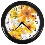 yellow_flower Wall Clock (Black)