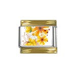 yellow_flower Gold Trim Italian Charm (9mm)