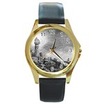 Frank Clark Lighthouse -AveHurley ArtRevu.com- Round Gold Metal Watch