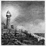 Frank Clark Lighthouse -AveHurley ArtRevu.com- Canvas 16  x 16 