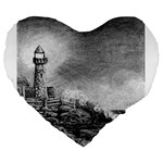 Frank Clark Lighthouse -AveHurley ArtRevu.com- Large 19  Premium Heart Shape Cushion