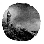 Frank Clark Lighthouse -AveHurley ArtRevu.com- Large 18  Premium Flano Round Cushion 