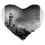 Frank Clark Lighthouse -AveHurley ArtRevu.com- Large 19  Premium Flano Heart Shape Cushion