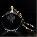 Image Clover 3D Engraving Circle Key Chain