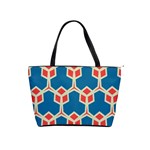 Orange shapes on a blue background Classic Shoulder Handbag