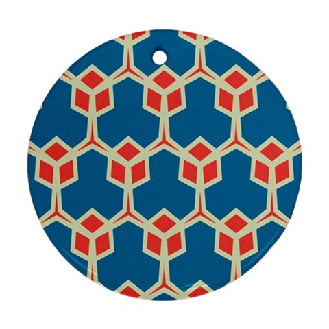 Orange shapes on a blue background			Ornament (Round) from ArtsNow.com Front