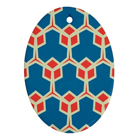 Orange shapes on a blue background			Ornament (Oval) from ArtsNow.com Front