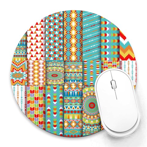 Tribal Pattern Print from ArtsNow.com 8 x8  Round Mousepad - 1