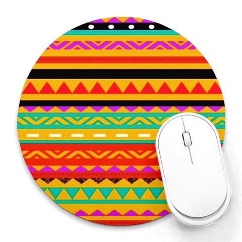 Tribal Pattern Print from ArtsNow.com 8 x8  Round Mousepad - 1