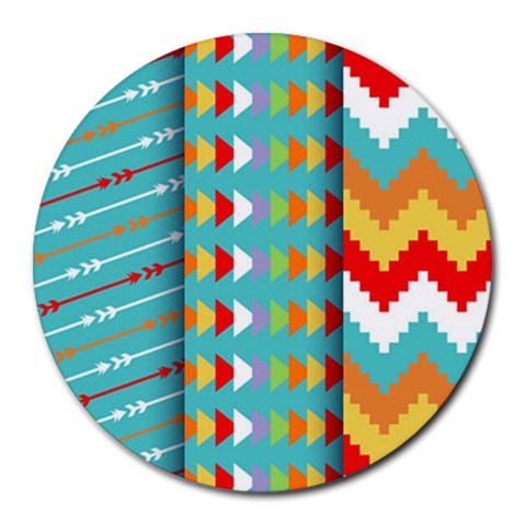 Tribal Pattern Print from ArtsNow.com 8 x8  Round Mousepad - 1