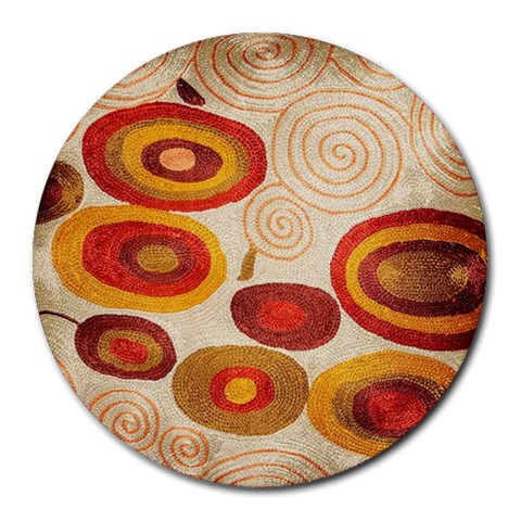 Abstract Ivory Swirls and Circles Art from ArtsNow.com 8 x8  Round Mousepad - 1