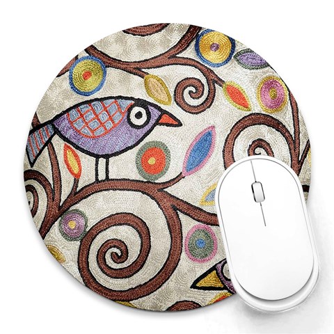 Abstract Primitive Birds from ArtsNow.com 8 x8  Round Mousepad - 1