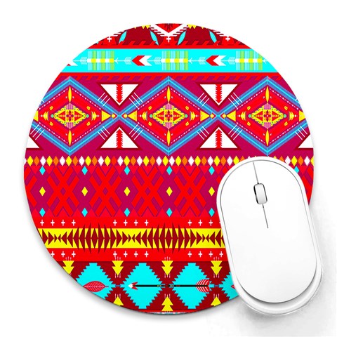 Aniyunwiya Tribal Print from ArtsNow.com 8 x8  Round Mousepad - 1