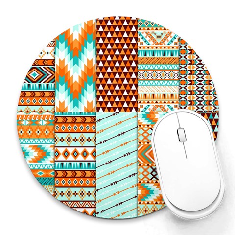 Gaigwu Tribal Print from ArtsNow.com 8 x8  Round Mousepad - 1