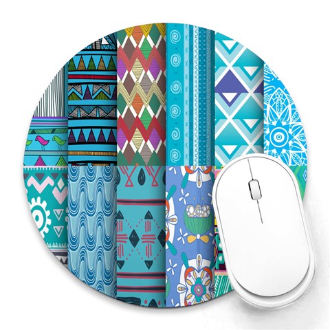 Gayogohono Tribal Print from ArtsNow.com 8 x8  Round Mousepad - 1