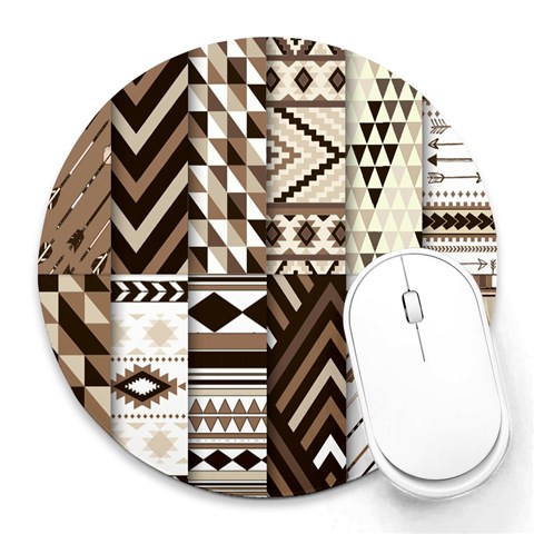 Ingalik Tribal Print from ArtsNow.com 8 x8  Round Mousepad - 1