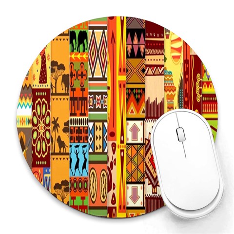 Kanza Tribal Print from ArtsNow.com 8 x8  Round Mousepad - 1