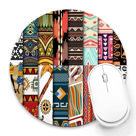 Kiowa Tribal Print from ArtsNow.com 8 x8  Round Mousepad - 1