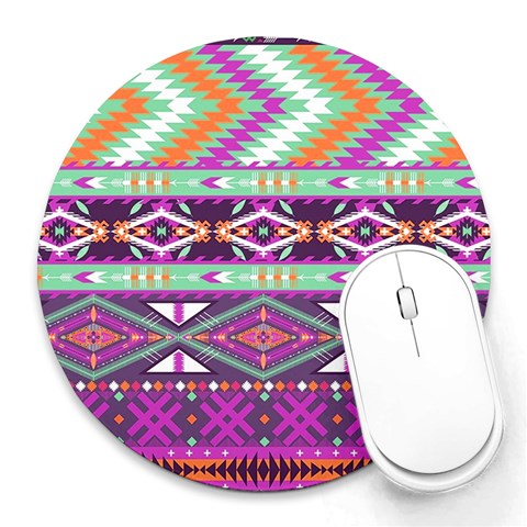 Ojibway Tribal Print from ArtsNow.com 8 x8  Round Mousepad - 1
