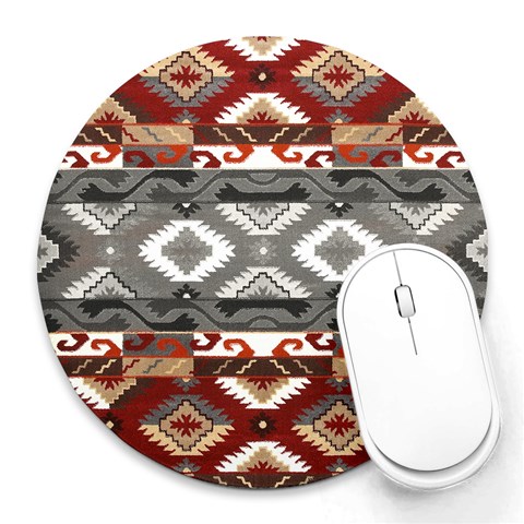 Santa Ana Gray Tribal Print from ArtsNow.com 8 x8  Round Mousepad - 1