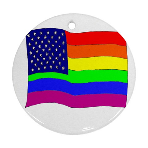 gay flag Ornament (Round) from ArtsNow.com Front