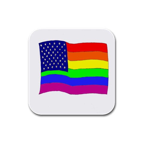 gay flag Rubber Square Coaster (4 pack) from ArtsNow.com Front