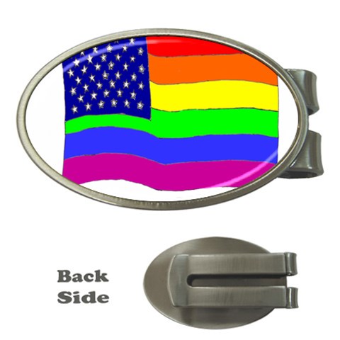 gay flag Money Clip (Oval) from ArtsNow.com Front