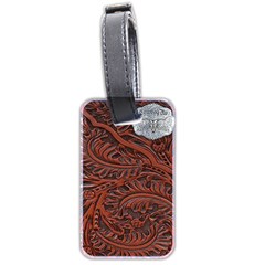 Worked leather with metal bull horn metal inlay from ArtsNow.com Front