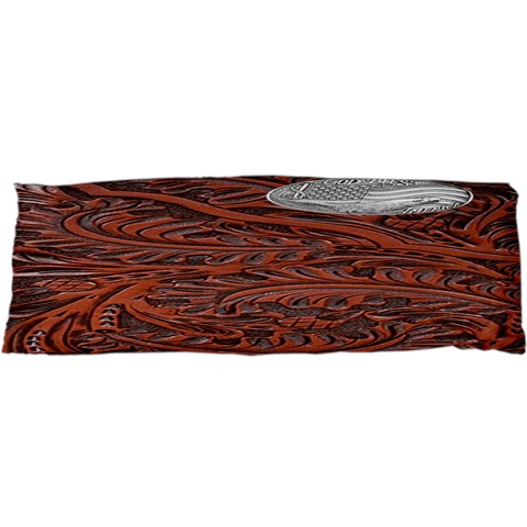 Worked leather with metal eagle and flag inlay from ArtsNow.com Front