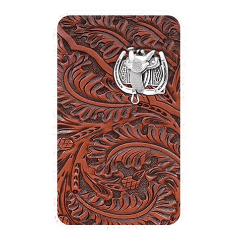 Worked leather with metal saddle inlay from ArtsNow.com Front