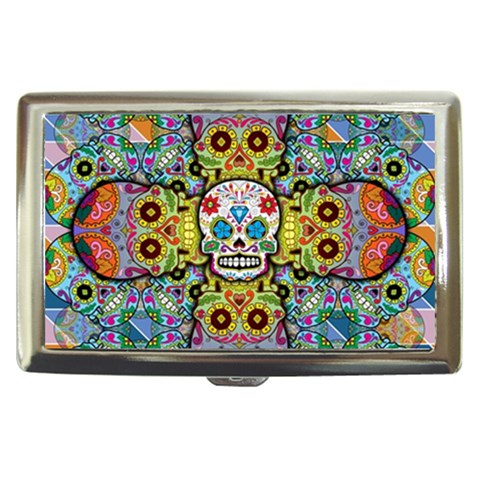 Sugar Skulls   Patterned Cigarette Money Case from ArtsNow.com Front