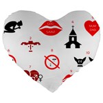 Ten Commandments Large 19  Premium Flano Heart Shape Cushion