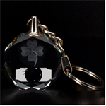 Discoball Clover 3D Engraving Circle Key Chain