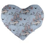 Shabby Chic Large 19  Premium Flano Heart Shape Cushion