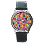 Autism Jigsaw Puzzle Round Metal Watch