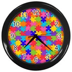 Autism Jigsaw Puzzle Wall Clock (Black)