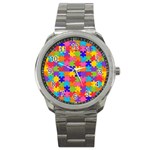 Autism Jigsaw Puzzle Sport Metal Watch