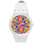 Autism Jigsaw Puzzle Round Plastic Sport Watch (M)