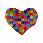 Autism Jigsaw Puzzle Standard 16  Premium Heart Shape Cushion 