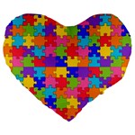 Autism Jigsaw Puzzle Large 19  Premium Heart Shape Cushion