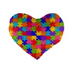 Autism Jigsaw Puzzle Standard 16  Premium Flano Heart Shape Cushion 