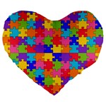 Autism Jigsaw Puzzle Large 19  Premium Flano Heart Shape Cushion