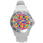 Autism Jigsaw Puzzle Round Plastic Sport Watch (L)