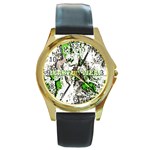 radiocative Round Gold Metal Watch