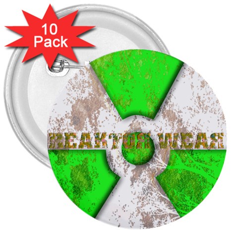 radiocative 3 3  Button (10 pack) from ArtsNow.com Front