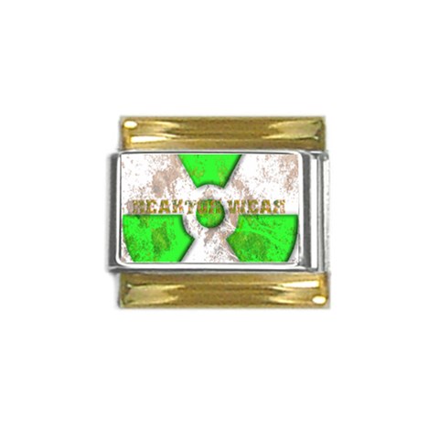 radiocative 3 Gold Trim Italian Charm (9mm) from ArtsNow.com Front