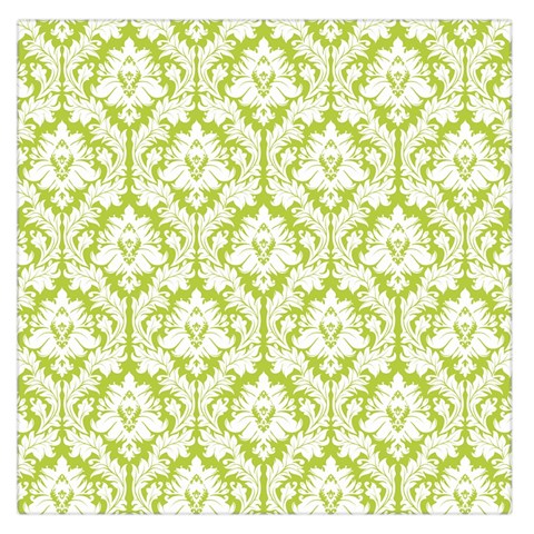White On Spring Green Damask Large Satin Scarf (Square) from ArtsNow.com Front